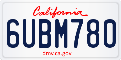 CA license plate 6UBM780