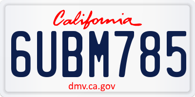 CA license plate 6UBM785