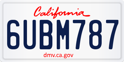 CA license plate 6UBM787