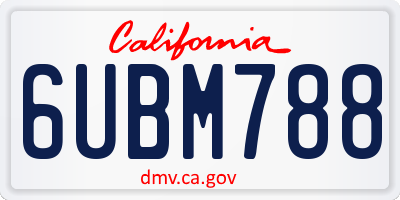 CA license plate 6UBM788
