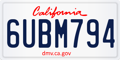 CA license plate 6UBM794