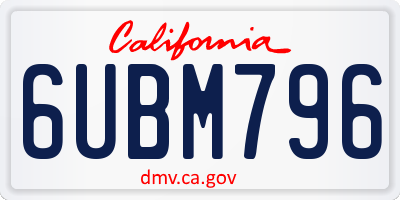 CA license plate 6UBM796