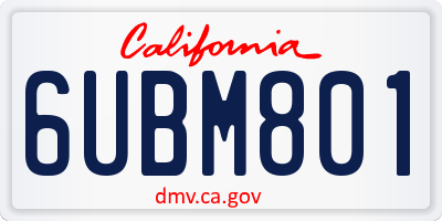 CA license plate 6UBM801
