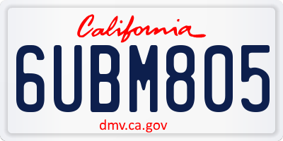 CA license plate 6UBM805