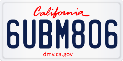 CA license plate 6UBM806