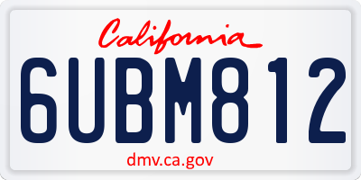 CA license plate 6UBM812