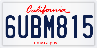 CA license plate 6UBM815