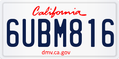 CA license plate 6UBM816