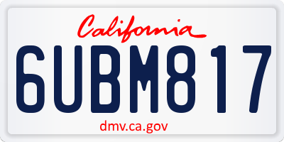 CA license plate 6UBM817