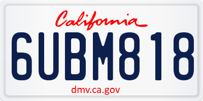 CA license plate 6UBM818