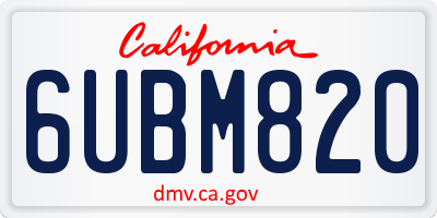 CA license plate 6UBM820