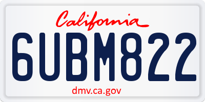CA license plate 6UBM822