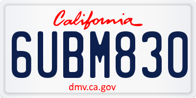 CA license plate 6UBM830