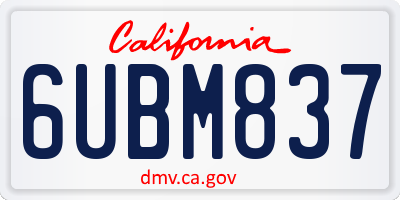 CA license plate 6UBM837