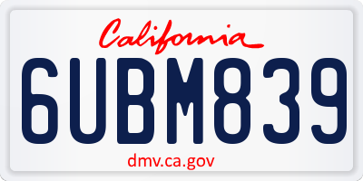 CA license plate 6UBM839
