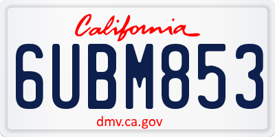 CA license plate 6UBM853
