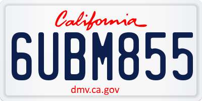 CA license plate 6UBM855