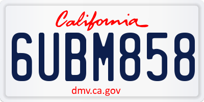 CA license plate 6UBM858