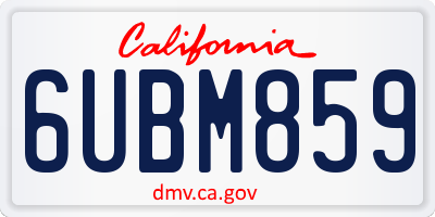 CA license plate 6UBM859
