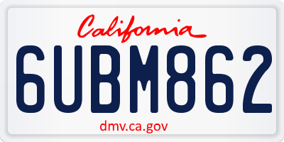 CA license plate 6UBM862