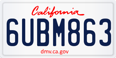 CA license plate 6UBM863
