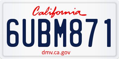 CA license plate 6UBM871