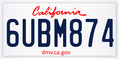 CA license plate 6UBM874