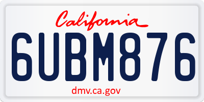 CA license plate 6UBM876