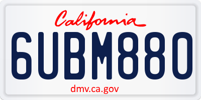 CA license plate 6UBM880