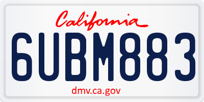 CA license plate 6UBM883