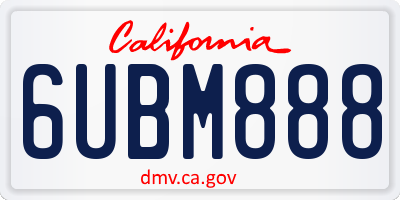 CA license plate 6UBM888