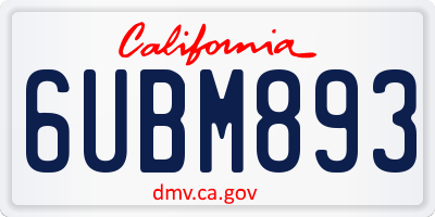 CA license plate 6UBM893