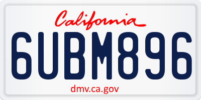 CA license plate 6UBM896