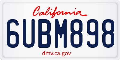 CA license plate 6UBM898
