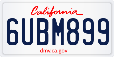 CA license plate 6UBM899