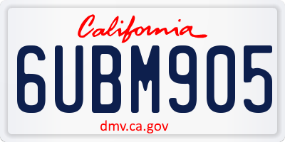 CA license plate 6UBM905