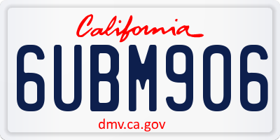 CA license plate 6UBM906