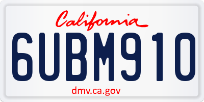 CA license plate 6UBM910