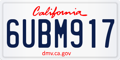 CA license plate 6UBM917