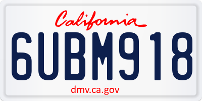 CA license plate 6UBM918