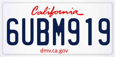 CA license plate 6UBM919