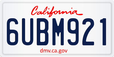 CA license plate 6UBM921