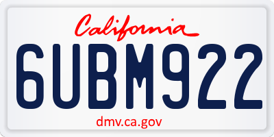 CA license plate 6UBM922