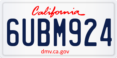 CA license plate 6UBM924