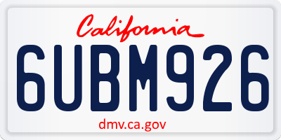 CA license plate 6UBM926