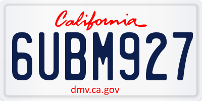 CA license plate 6UBM927