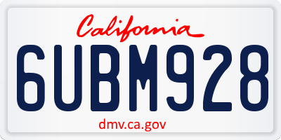CA license plate 6UBM928
