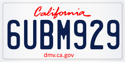 CA license plate 6UBM929