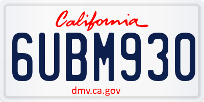 CA license plate 6UBM930