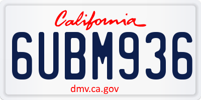 CA license plate 6UBM936